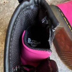 Dr. Martens 1460 T Pink Leather Combat Boots Kids US 8 EU 24 Lace Zip Logo