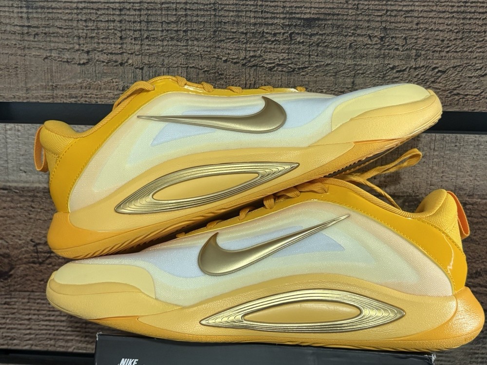 Nike A’One (GS) yellow Metallic Gold basketball Sneakers US7Y and women’s 8.5