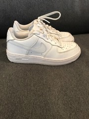 Nike Air Force 1 (PS) White Leather Sneakers #314193 117 BOYS 13.5 Child
