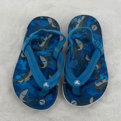 Crocs Flip Flop Strap Sandals Kids Size C7 Shark Camo Print Toddler Water Shoes
