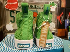 NATIVE Green JEFFERSON 2.0 HIGH LITEKNIT Kids Sneakers Lace Shoes 8T / 24 EUR