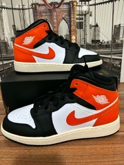 Size 5.5Y- Nike GradeSchool Air Jordan 1 Mid Black/Orange (DQ8423-801)