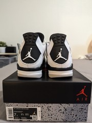 Size 7Y -New Jordan 4 Retro Military Black White Shoes 408452-111 *Defect* READ