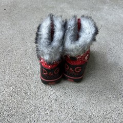 Designer Inspired D&G Junior Snow Boots Fur Lined Sz 29/30