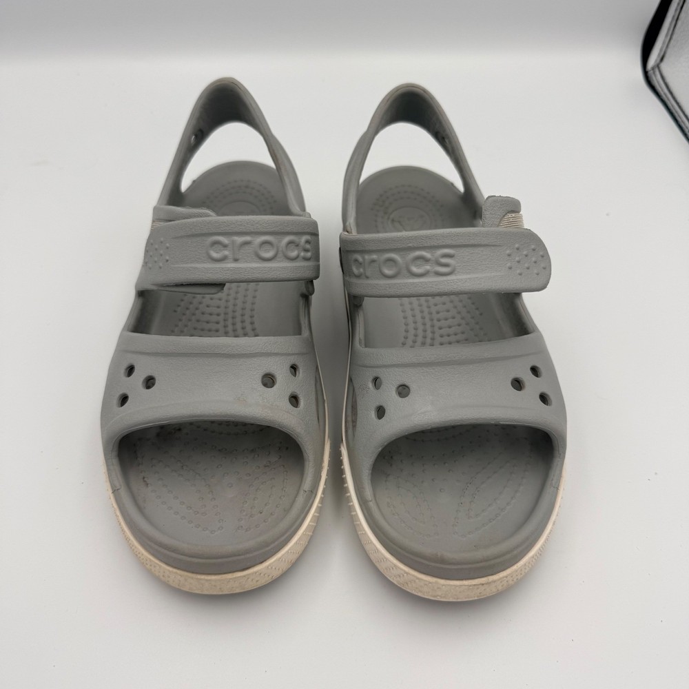 Crocs Crocband II Kids Grey Sporty Hook and Loop Sandals J3 14854