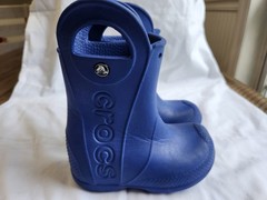 CROCS Handle It Pull On Rain Boots Kids Size C8 Outdoor Shoes Blue