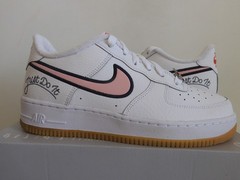 Nike Air Force 1 LV8 (GS) White-Pink Glaze-Chile Red-Gum Sz 7Y [DB4542-100]