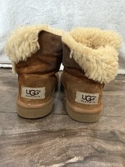 UGG Bailey Button Brown Suede Fur Trim Ankle Bootie Kids US 8 EU 25 5991T