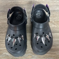 Crocs Black Panther Clogs Kids J5 Marvel Spiked Jibbitz Comfort Shoes