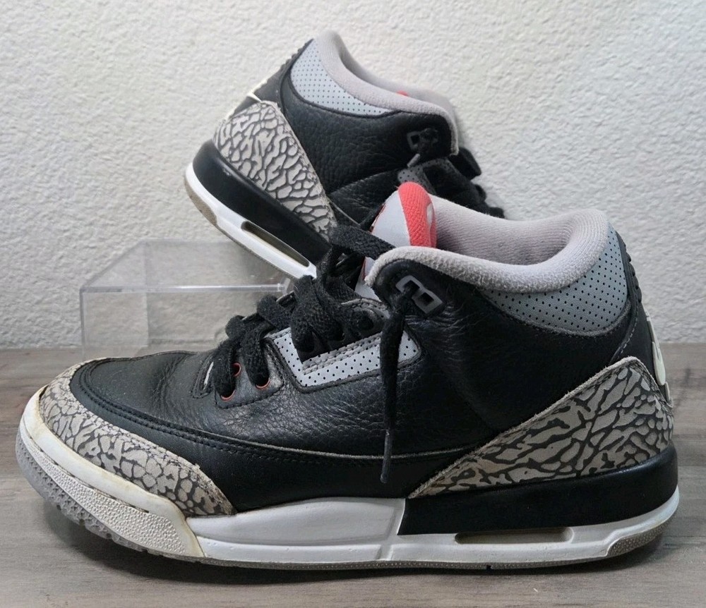 Nike Air Jordan 3 Retro OG Black Cement 2017 GS 7Y 854261-001 Nike Air Heel Tab