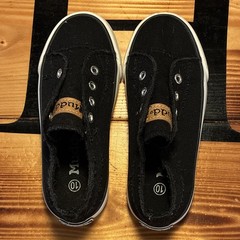 Mudd Unisex Kids Black Canvas Low Top Sneaker, US Size 10, Round Toe