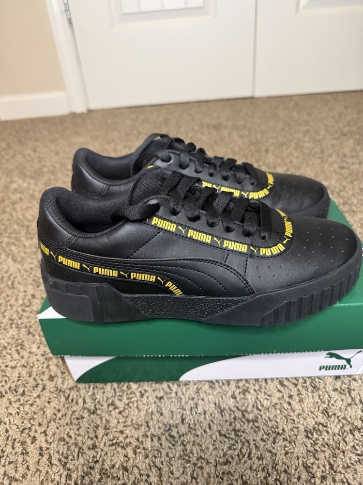 PUMA Cali Taping Jr Black Yellow Unisex Kids Sneaker 7C 373066-02
