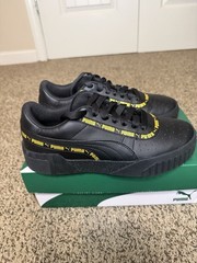 PUMA Cali Taping Jr Black Yellow Unisex Kids Sneaker 7C 373066-02