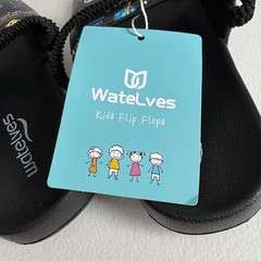 Watelves Kids Space Rocket Ship Galaxy Black Slides Sandals Size L NEW