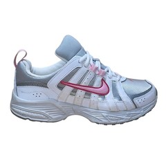 Nike Youth White & Silver Mesh Pink Swoosh Athletic Running Sneakers Size 5.5Y
