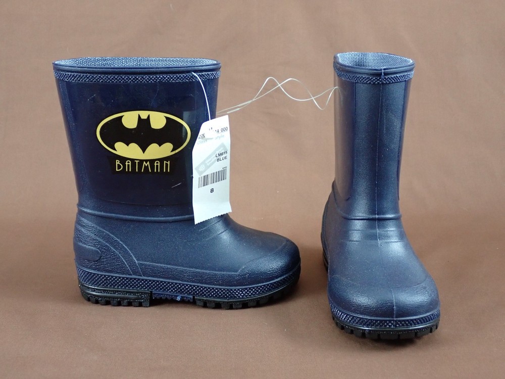 BATMAN LOGO RAIN BOOTS KIDS SIZE 8 BLUE