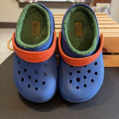Classic Lined Crocs Toddler Size C11 Blue Bolt Green Orange