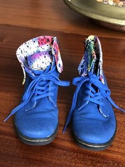 DR MARTENS BLUE CANVAS Clover Fold Down BOOTS Us 9 UK 12 YOUTH AIR WALK
