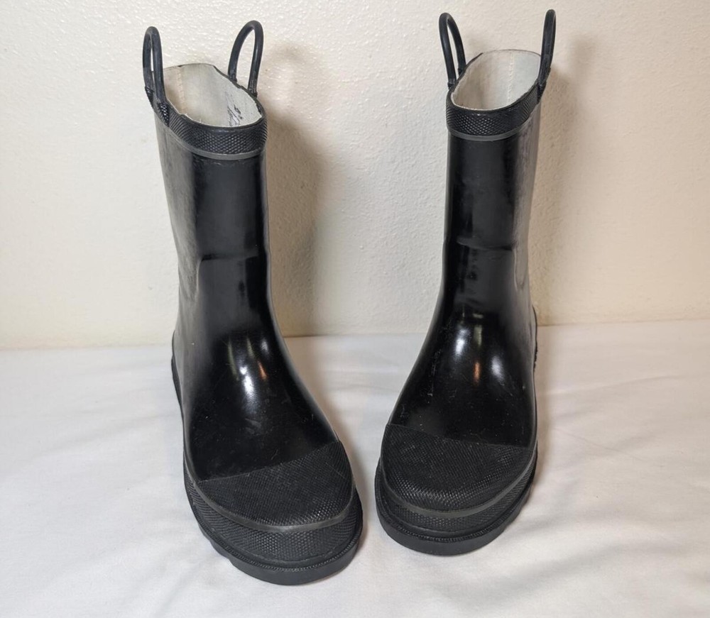 Western Chief Black Rubber Rain Boots with Pull Handles Youth Size 3
