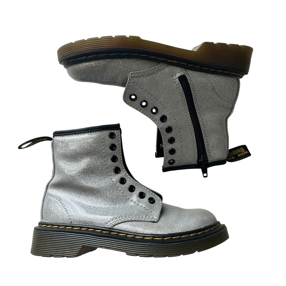 Dr. Martens 1460 Glitter J Silver Sparkle Combat Boots Kids US 12 AW004