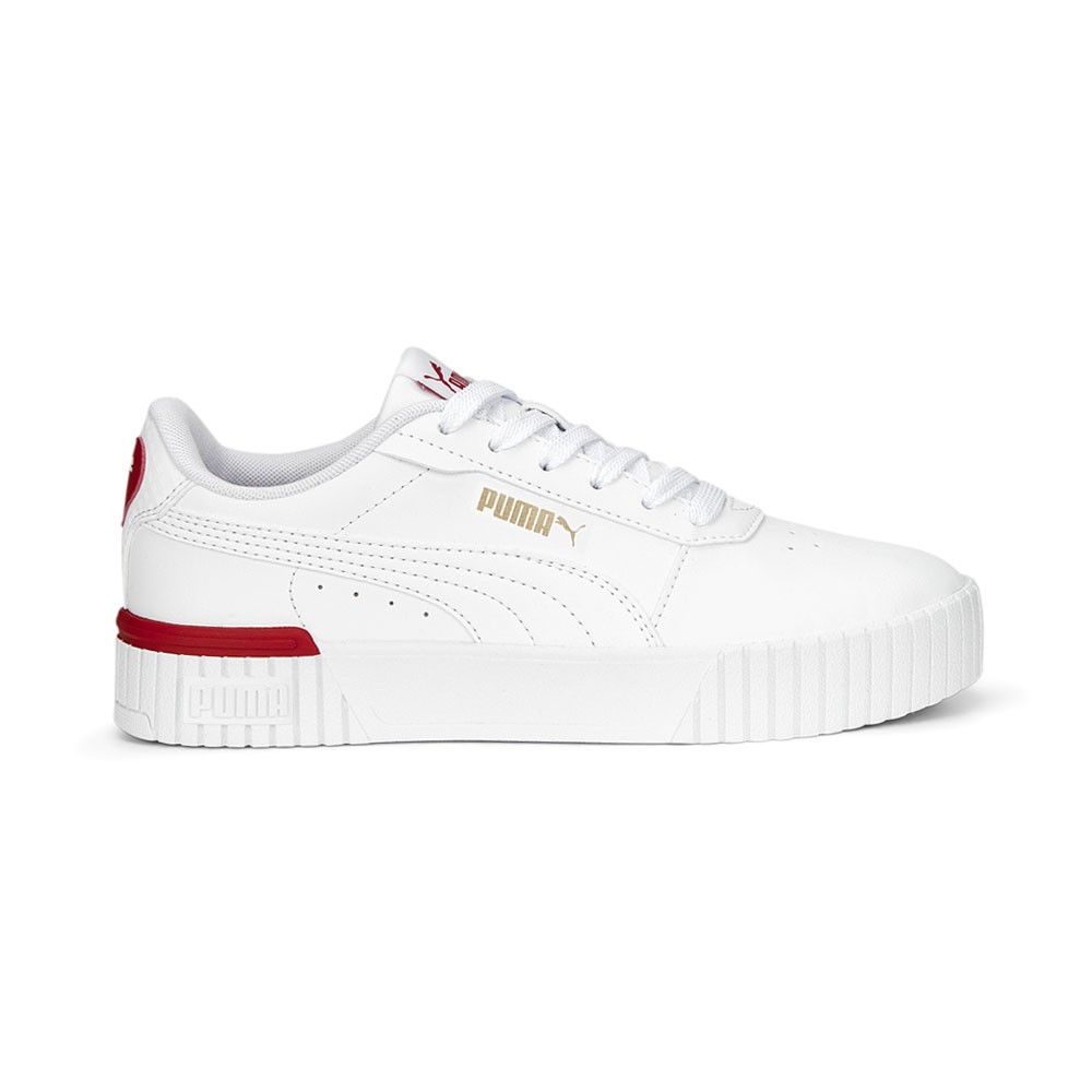 PUMA Carina 2 Red Thread Lace Up Youth Girls White Sneakers Casual Shoes 389746
