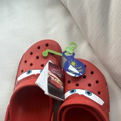 STOCK X VERIFIED:Crocs Lightning McQueen Light Up Red Kids Clog Shoes US Size 12