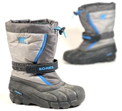 Sorel Flurry Grey Blue Removable Liners Snow Boots Youth Sz 3 Style NY1885-078