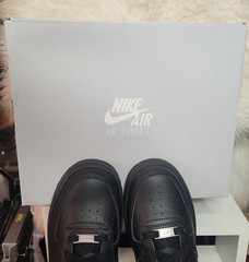 BOYS GRADE SCHOOL NIKE AIR FORCE 1 LE BIG KIDS_BLACK/BLACK FV5951-001-SIZE 4.5