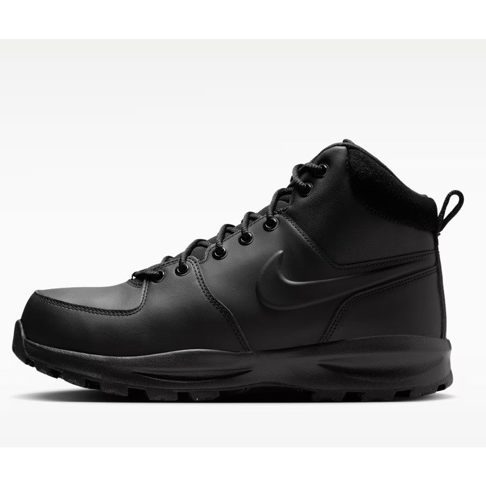 Nike Manoa Leather Boots Triple Black Kids Youth Size 4Y Hiking Boots
