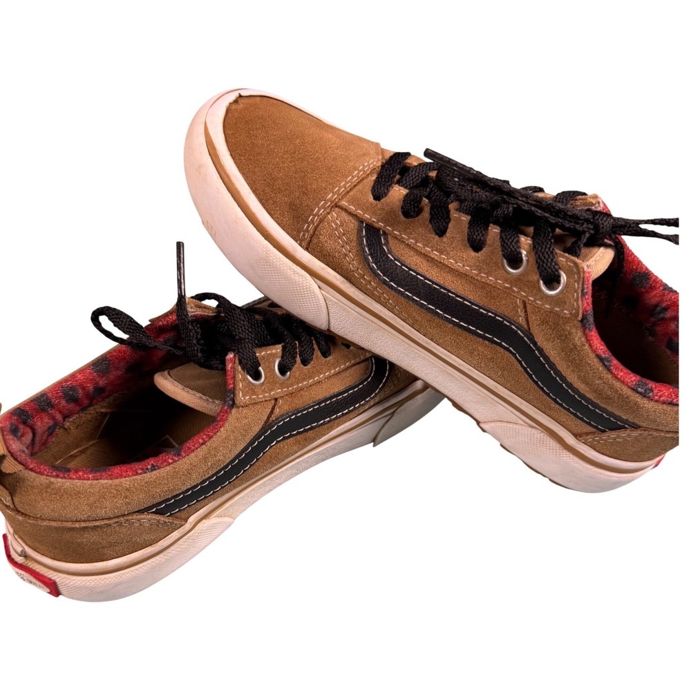 Vans Old Skool MTE Brown Suede Primaloft Leopard Print Kids Shoes Size 2.0