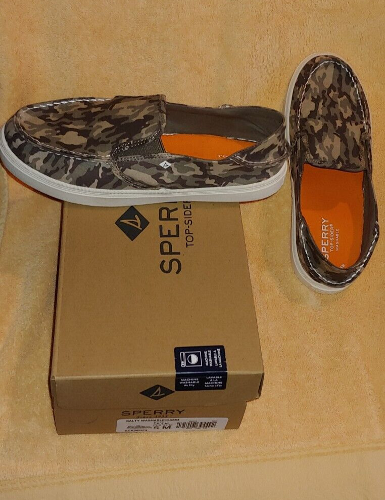 SPERRY Top Sider Salty Washable CAMO Shoes Youth size 5 Ladies Sz 7-7.5