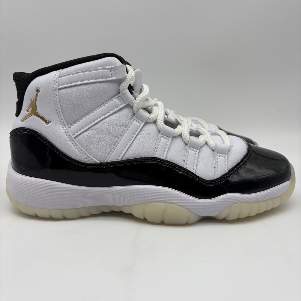 Jordan 11 Retro DMP Gratitude White Black Gold Sneakers Size 5.5Y GS 378038-170