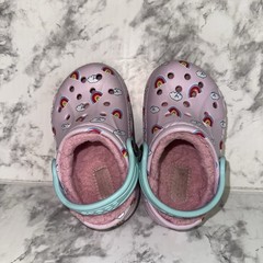 Crocs Baya Lined Printed Clogs Kids Ballerina Pink Slip-On Lightweight – C6