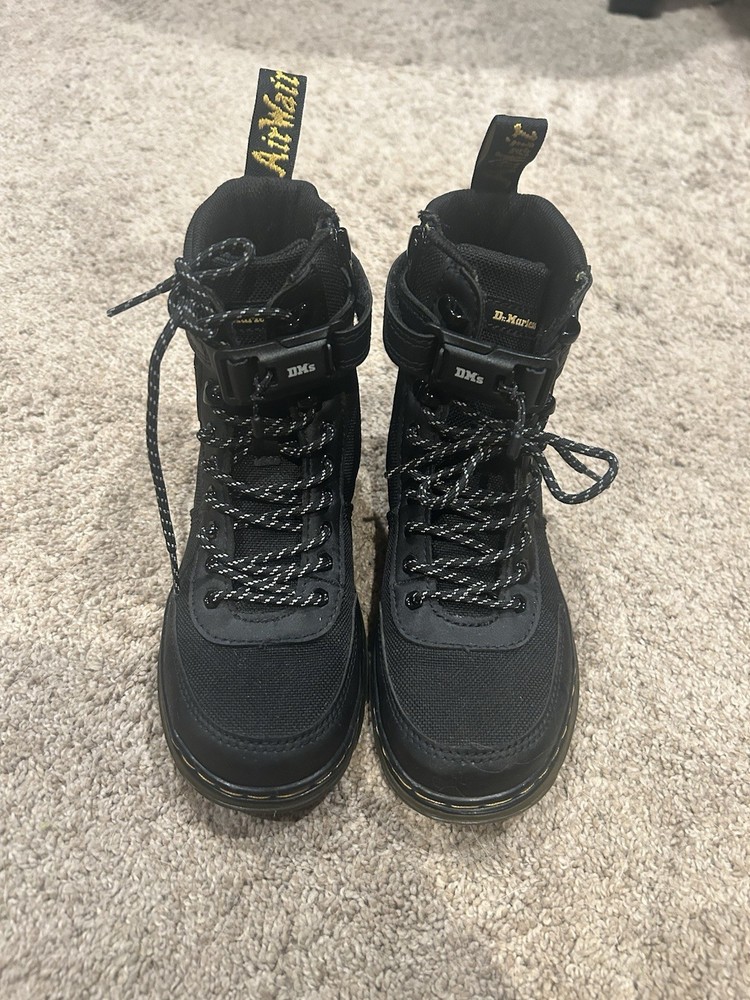 Dr Martens Combs Tech J Kids Black Boot US 1 Zip Lace Doc Martens Youth School