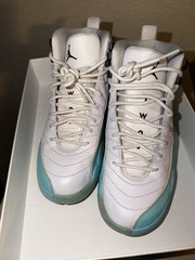 AIR JORDAN 12 RETRO ( GS) White/ Black- Light Aqua 6.5Y Used No Box