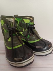 Sorel Yoot PAC Waterproof Duck Winter Snow Boots Green Boys Toddler Size 8