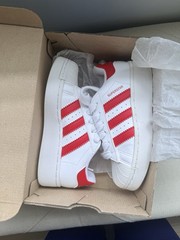 adidas Superstar XLG C Unisex Kids White/Red Leather Sneakers US 12K IF8429