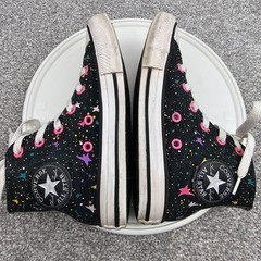 Converse All Star Chuck Taylor Hi Top Sneakers Black Galaxy Stars Junior Sz 12