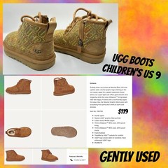 UGG Neumel II Graphic Stitch Logo Toddler Size 9 Chestnut Brown Side Zip Boots