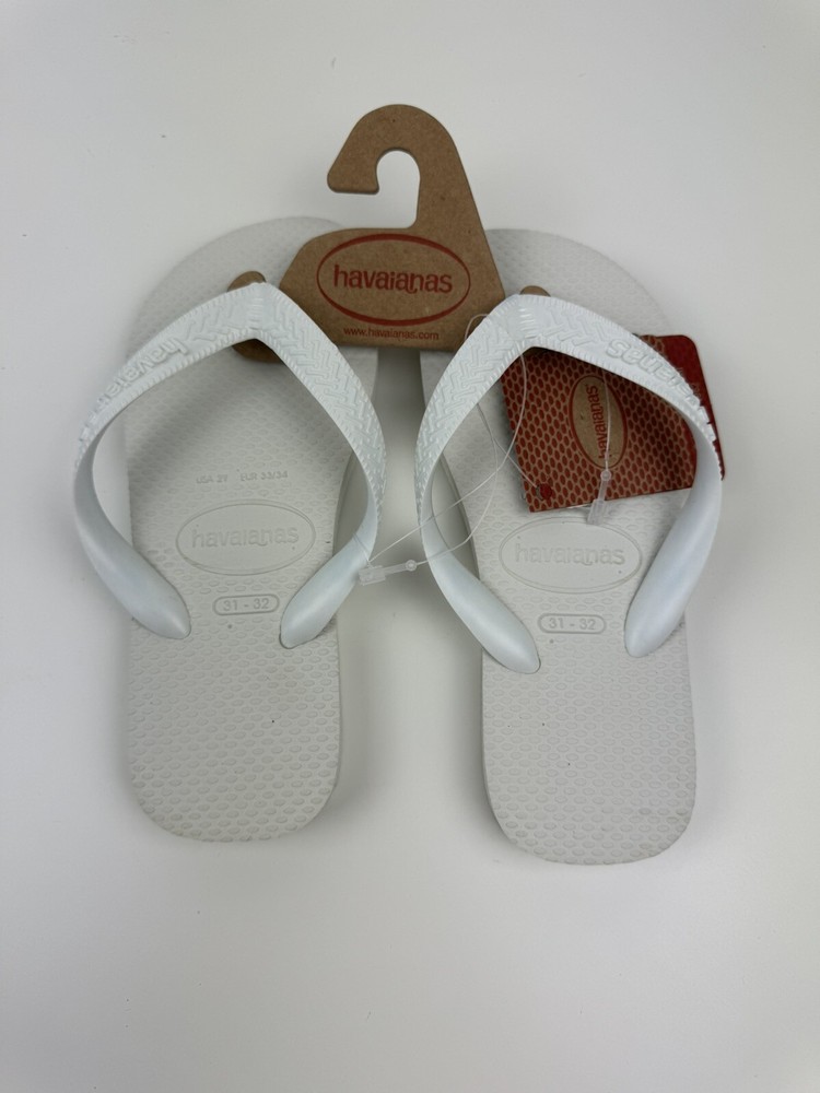 Havaianas Kids Top Flip-Flops, White – Size: 2 Y- New With Tags