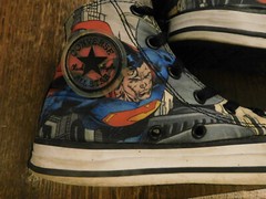 Converse All Star Chuck Taylor Red/blue Flying Superman Hightop Sneakers sz 1