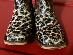 Roper Western Boots. Kids Size 9. Leapord Print With Turquoise, Brown Square Toe