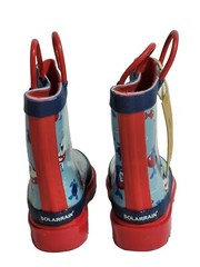 SOLARRAIN Kids Size 4 Rubber Waterproof Rain Boots Easy On Handles Non Slip New