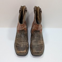 Ariat Workhog Boots 10007837 Youth Size 5 Square Toe Brown Orange Western Used
