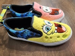 NEW SpongeBob SquarePants & Patrick YOUTH Chenille Fleece Slip-On Sneakers SZ 3