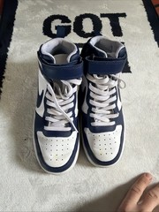 Nike Court Borough Mid 2 White Signal Blue Size 7Y CD7782-107 Logo Strap
