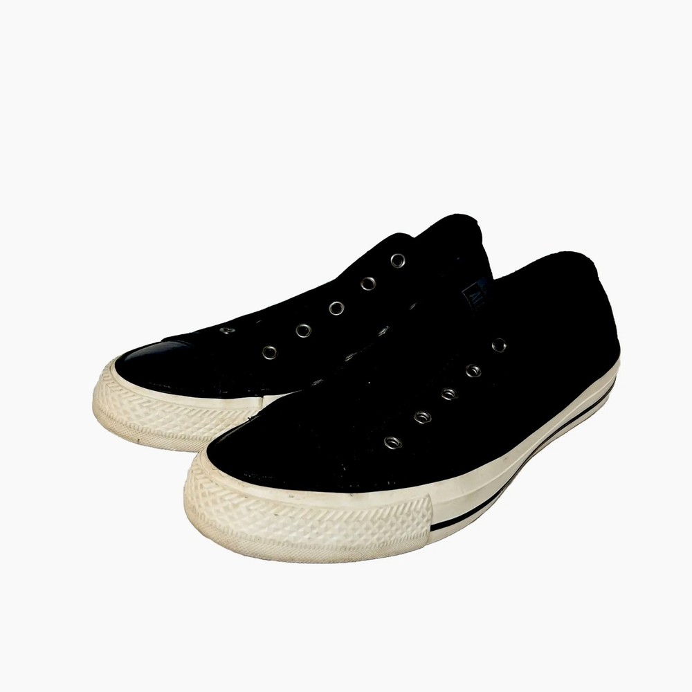 Converse All Star Black Camo Leather Toe No Lace Slip On Shoes Boy’s 4 Girl’s 6