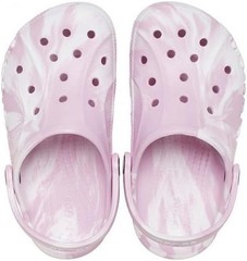 CROCS KID’S BAYA MARBLED CLOGS – SIZE: YOUTH J1 – BALLERINA PINK/MULTI