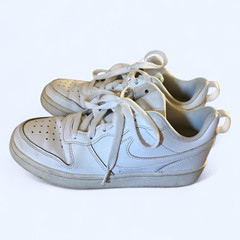 Nike Court Borough Low White Leather Low Top Lace-Up Kids 4.5Y BQ5448-100