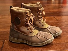 Polo Ralph Lauren Duksbury Brown Boys Girls 4 Mid Leather Rubber Duck Boots